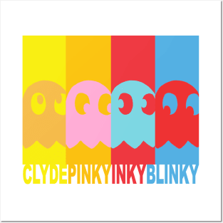 PACMAN Inky, Blinky, Pinky and Clyde Posters and Art